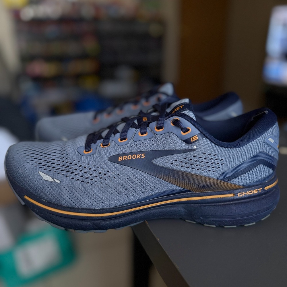 Brooks Ghost 15 Men's Size 8.5 Blue Orange Athletic Running Shoes 1103931D025